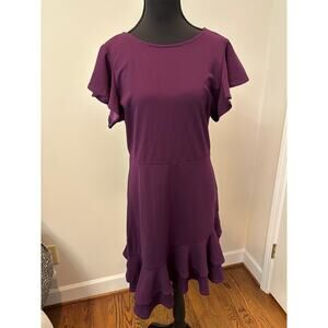 Black Halo Ruiz Asymetric Flutter Dress in Purple